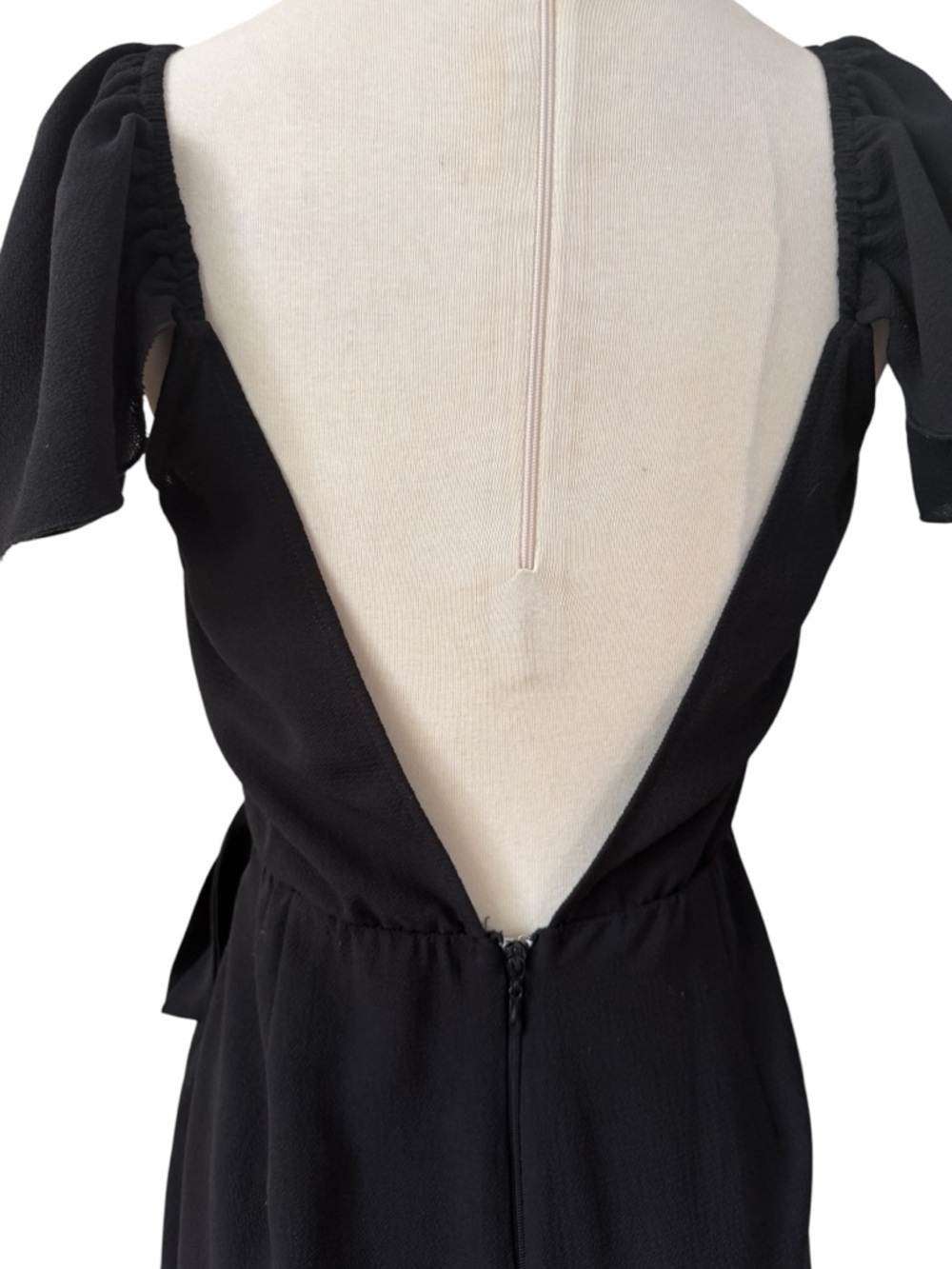 Show Me Your Mumu Black Wrap Romper with Tie & Shoulder Flutter Sleeve Sz M - Picture 11 of 14